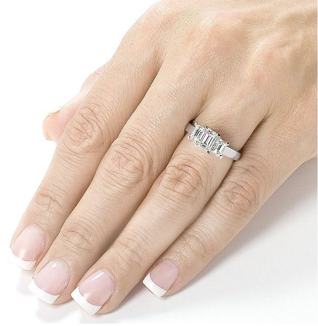 Three stone moissanite engagement ring