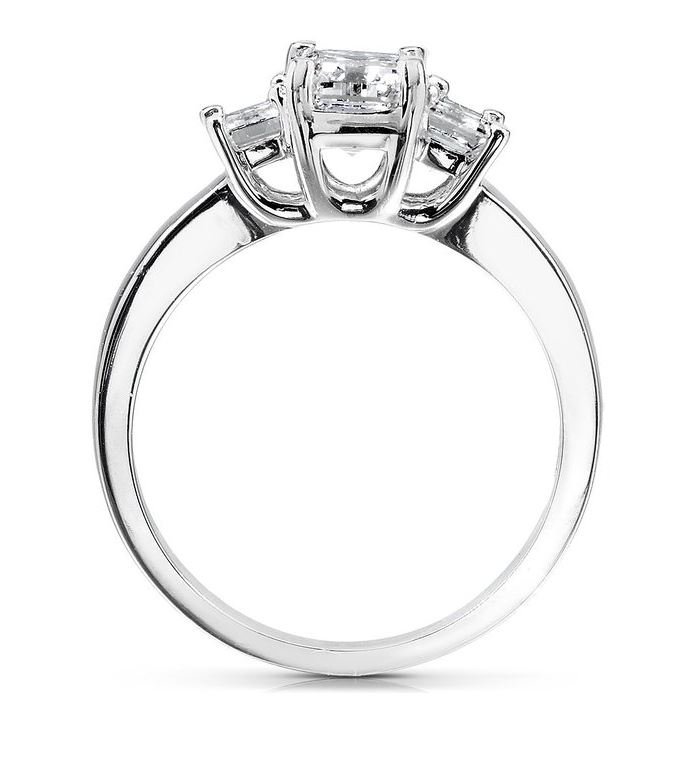 3 Stone Emerald cut moissanite engagement ring