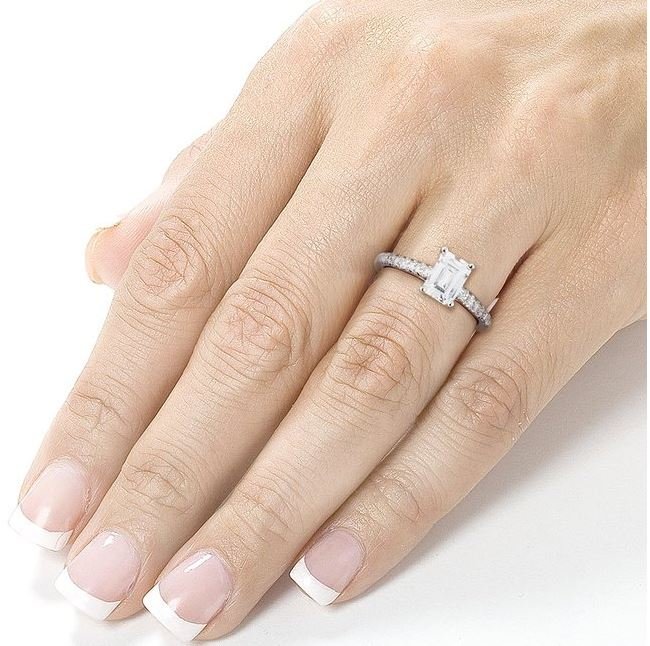 emerald moissanite engagement ring and diamond