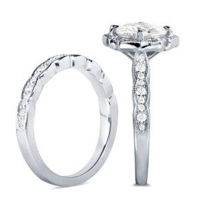 antique moissanite floral engagement ring set bridal