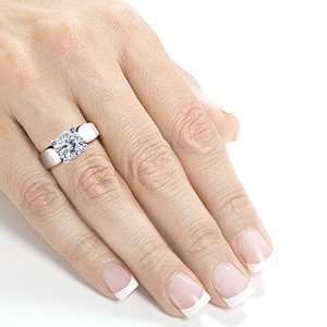large moissanite engagement ring round cut