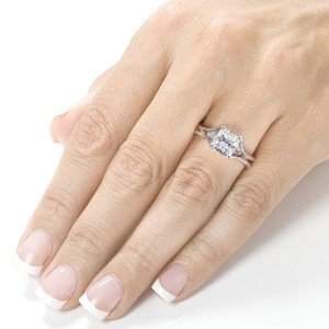radiant cut moissanite engagement ring split shank