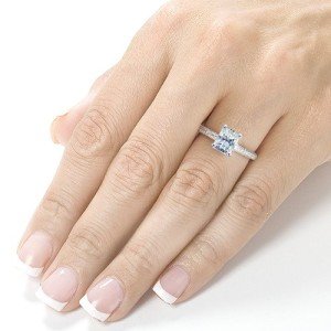 moissanite and diamond radiant cut engagement ring